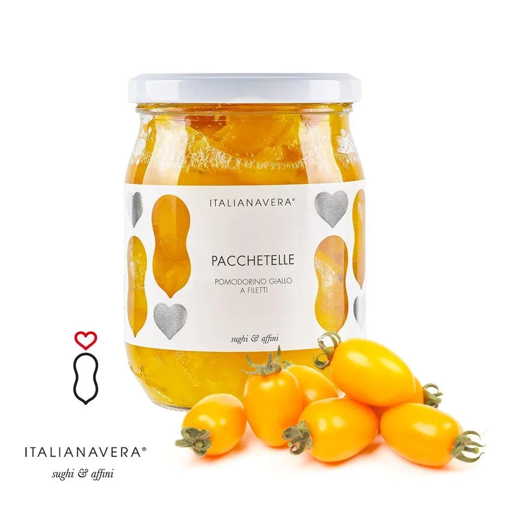 Pacchetelle di pomodoro giallo in acqua del Vesuvio DOP "Italianavera" 580g